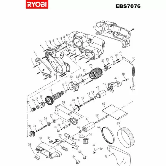 Ryobi EBS7076 Spare Parts List Type: 1000015495